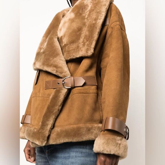 Shoreditch Ski Club Darling Buckled Shearling Coat size XS - Picture 4 of 13